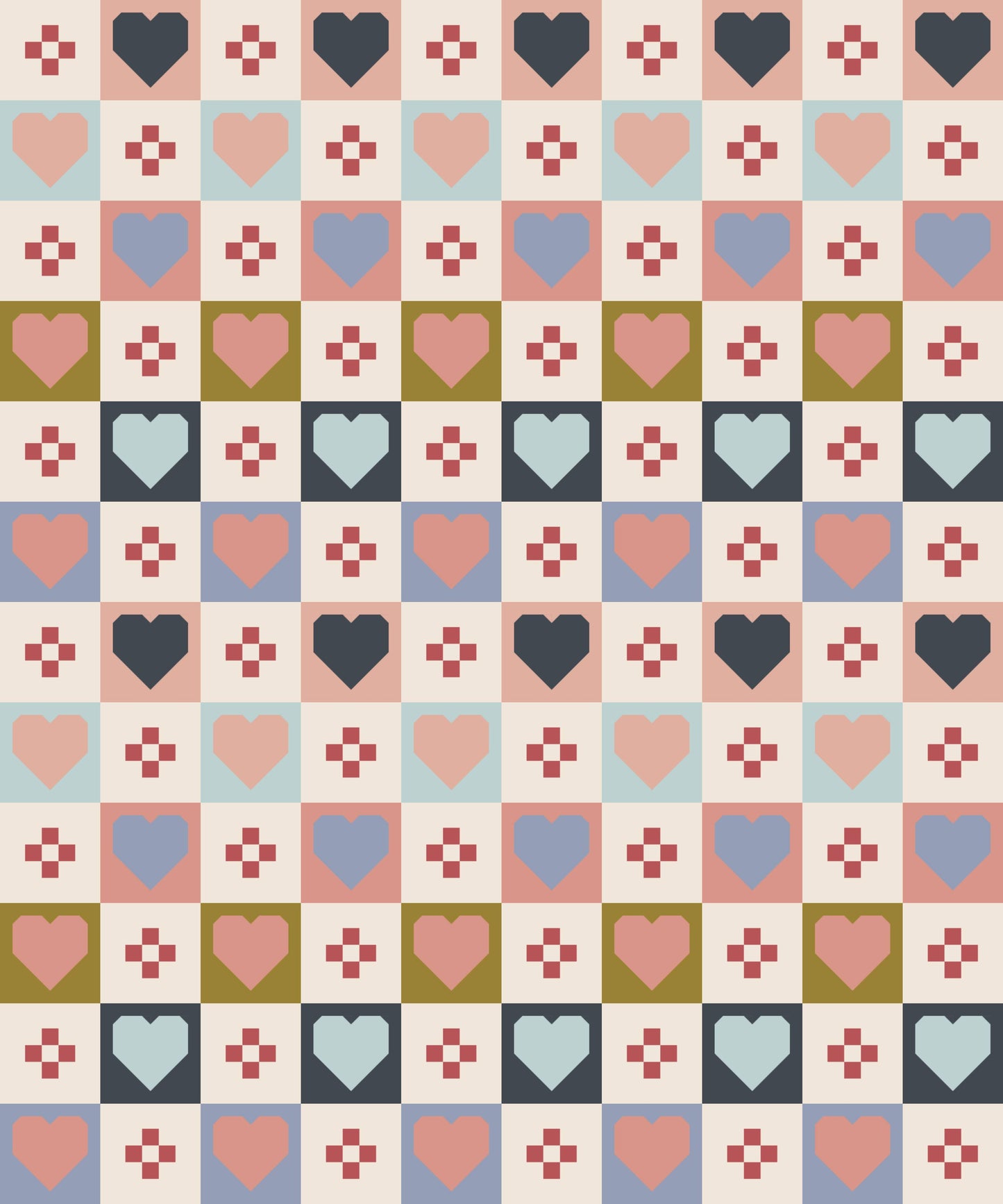 Cozy Checkered Hearts Quilt Kit | Quilty Love Pattern