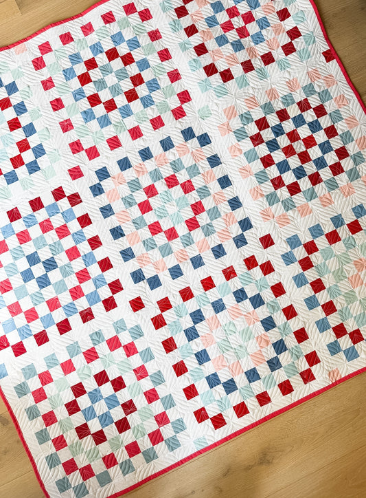 Patriotic Granny Patch Quilt Kit in red, white and blue Art Gallery Pure Solids