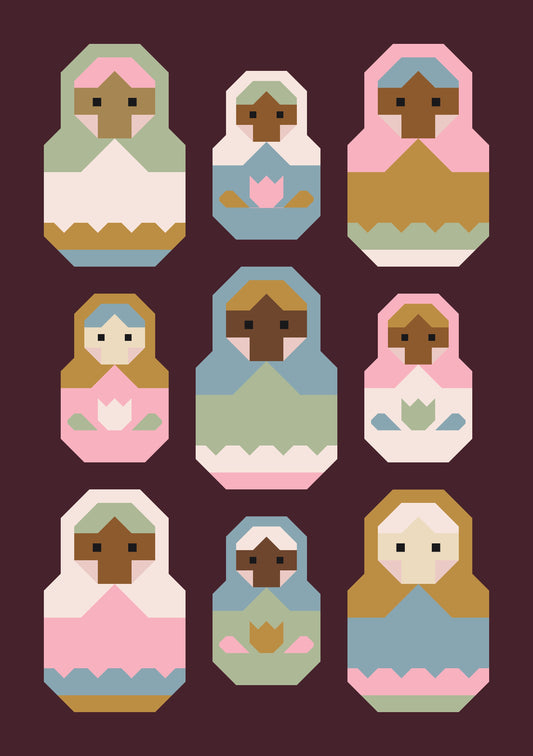 Nesting Dolls Quilt Kit | Velvet Edition | Pen + Paper Pattern Sold Separately