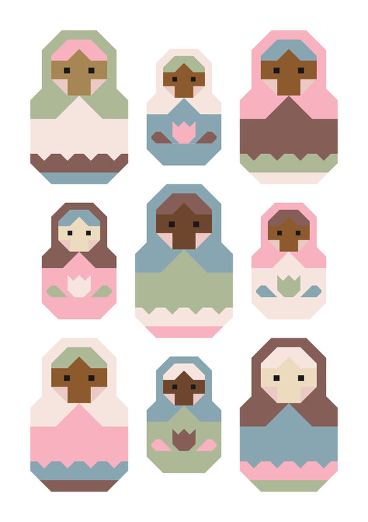 Nesting Dolls Quilt Kit | Pastel Edition | Pen + Paper Pattern Sold Separately