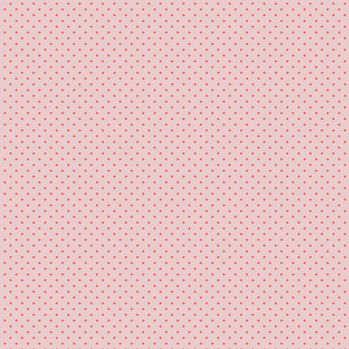 Pink fabric texture with small red polka dots