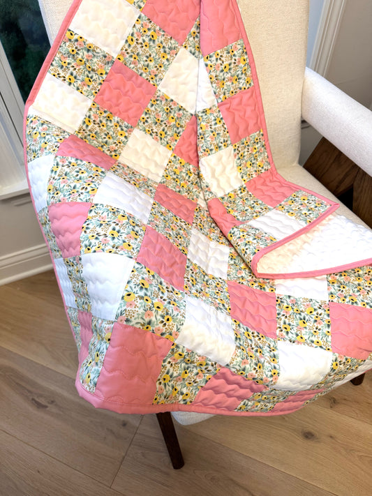Baby Floral Gingham - Finished Quilt