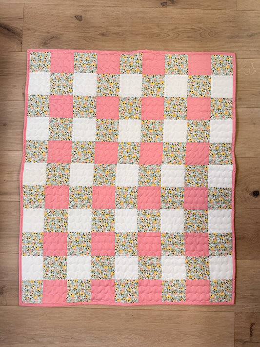 Baby Floral Gingham - Finished Quilt