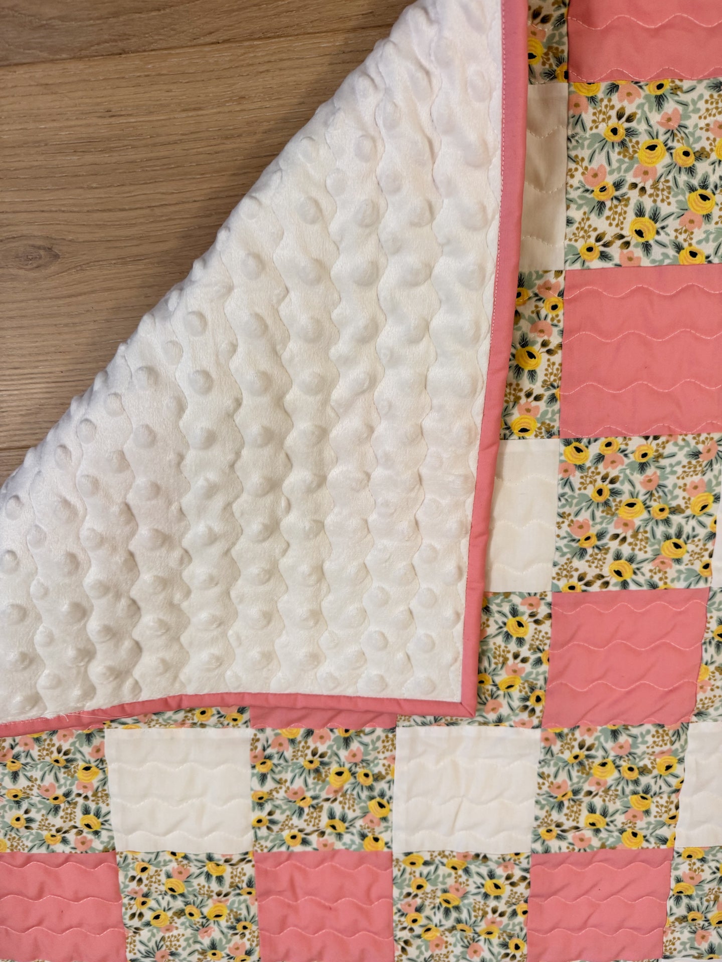 Baby Floral Gingham - Finished Quilt