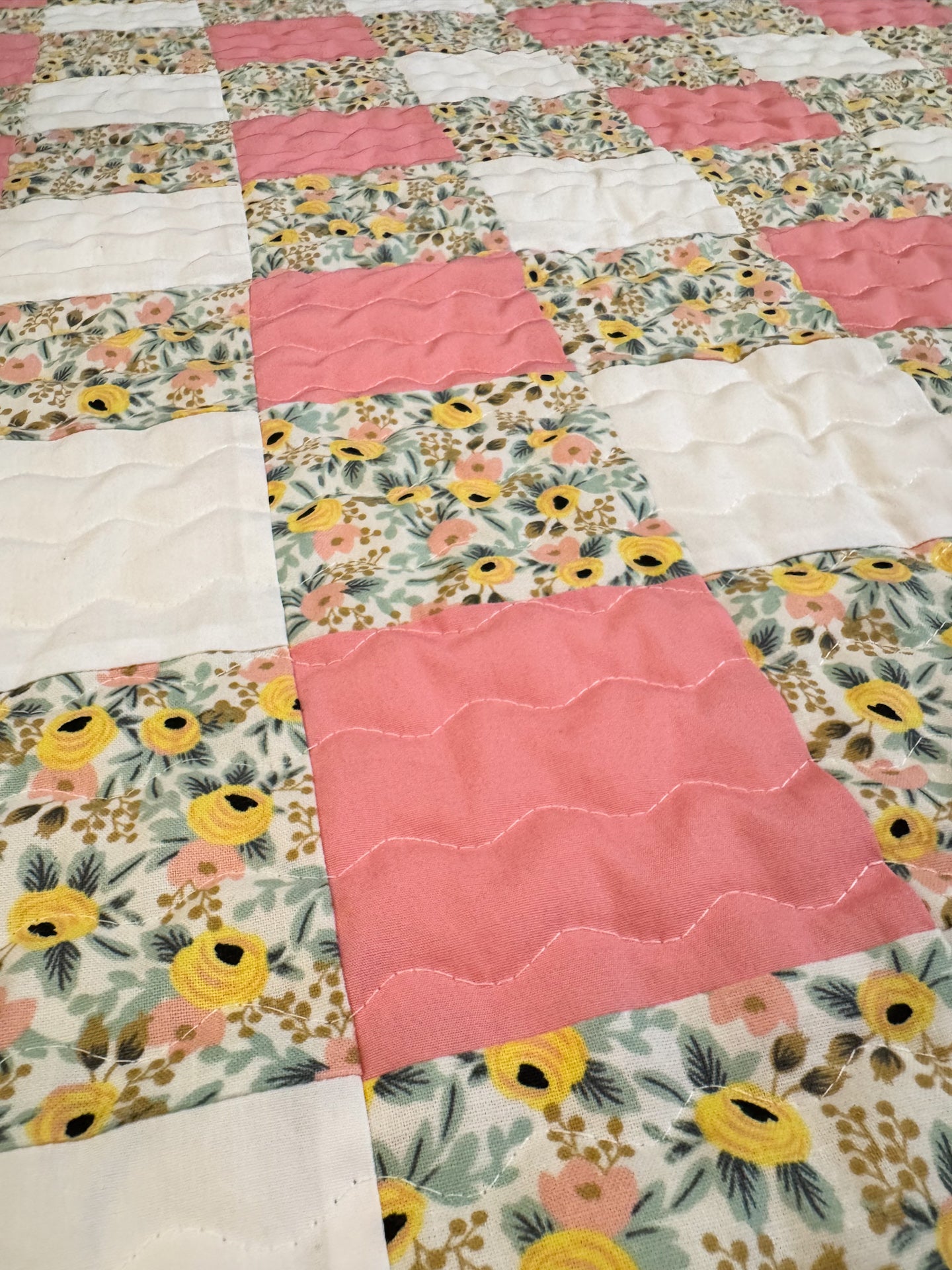 Baby Floral Gingham - Finished Quilt