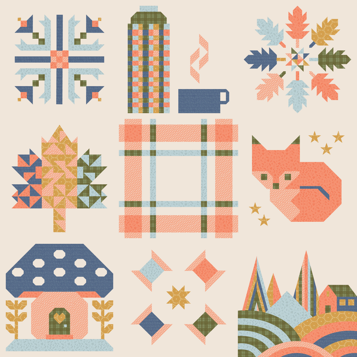 Sweater Weather Sampler Quilt Kit | AFG Homestead Edition |The Nine Patch Quilt Collective