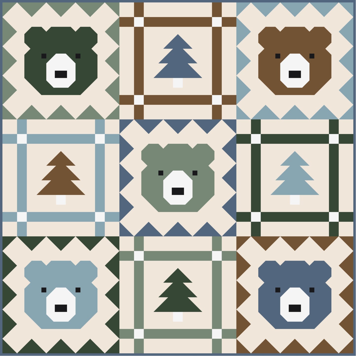 Grizzly Grove Quilt Kit | Alpine Blue Edition | Pen + Paper Patterns Inspired