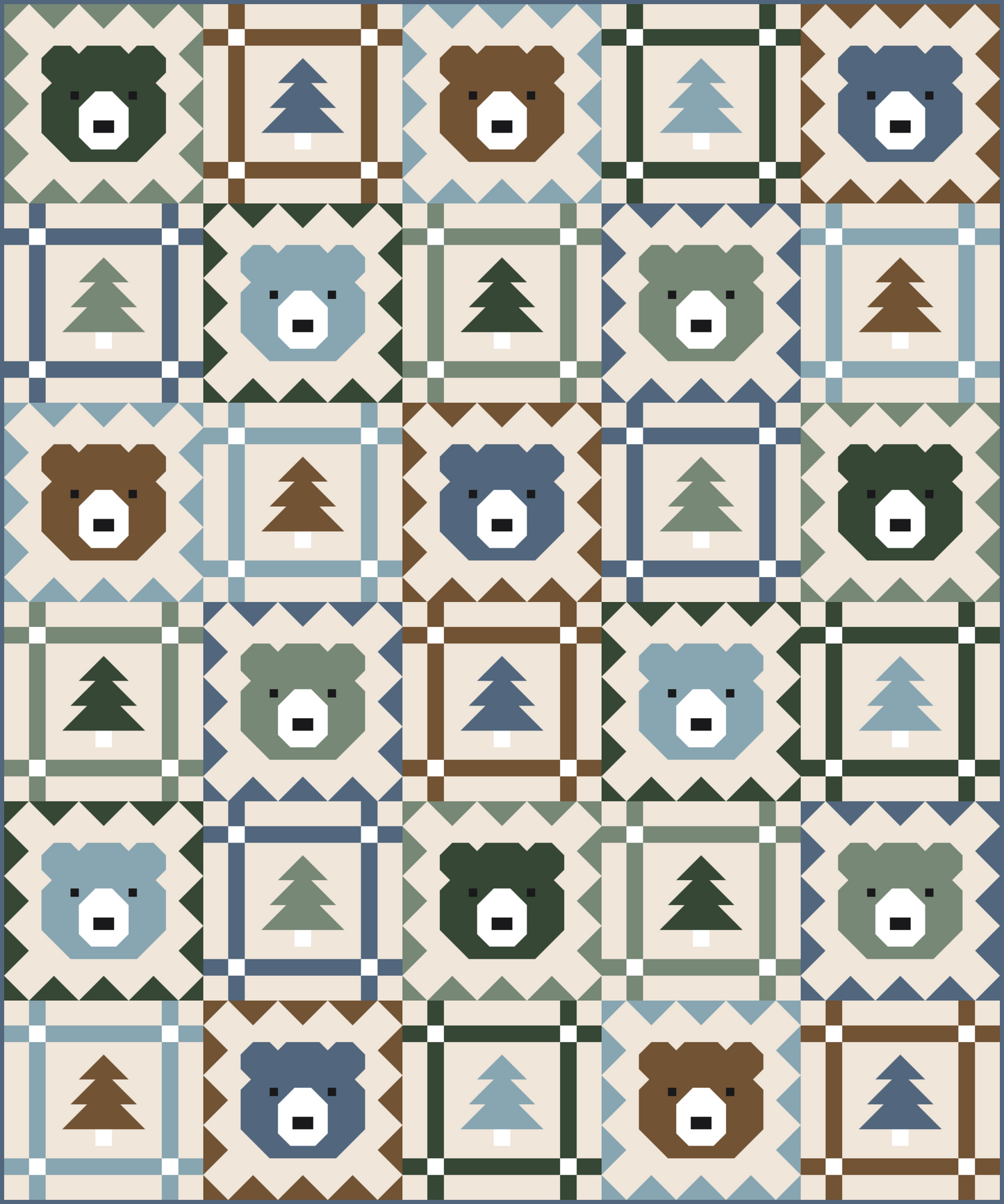 Grizzly Grove Quilt Kit | Alpine Blue Edition | Pen + Paper Patterns Inspired