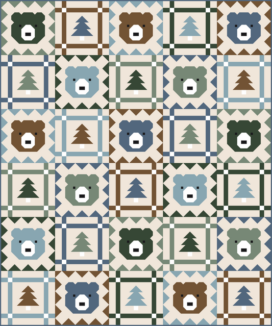 Grizzly Grove Quilt Kit | Alpine Blue Edition | Pen + Paper Patterns Inspired