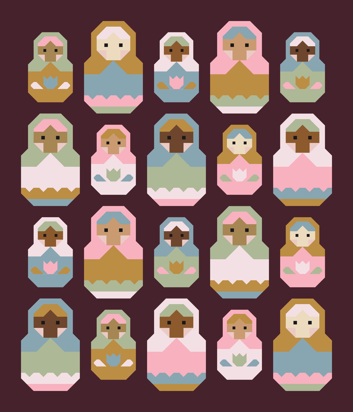 Nesting Dolls Quilt Kit | Velvet Edition | Pen + Paper Pattern Sold Separately