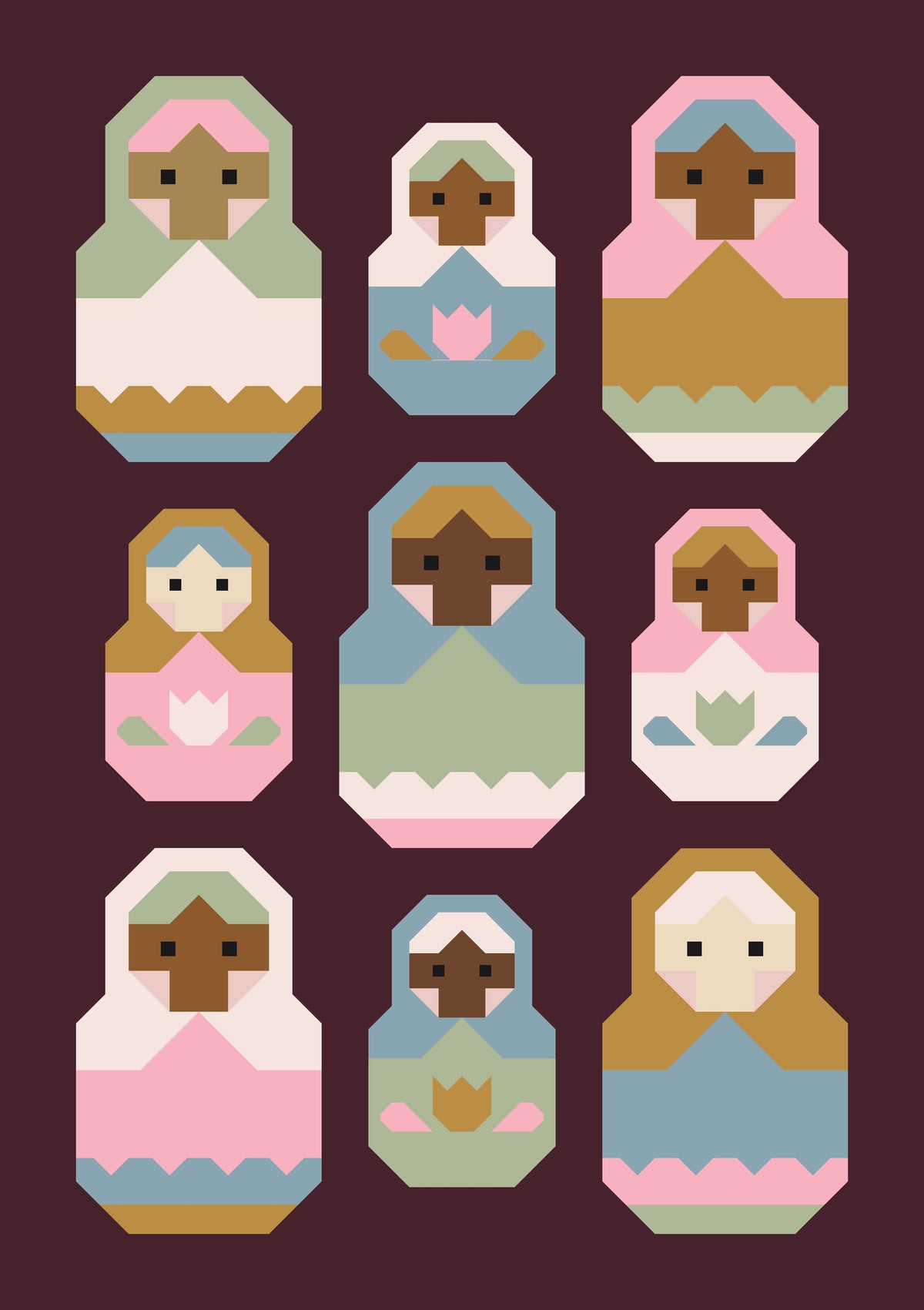 Nesting Dolls Quilt Kit | Velvet Edition | Pen + Paper Pattern Sold Separately