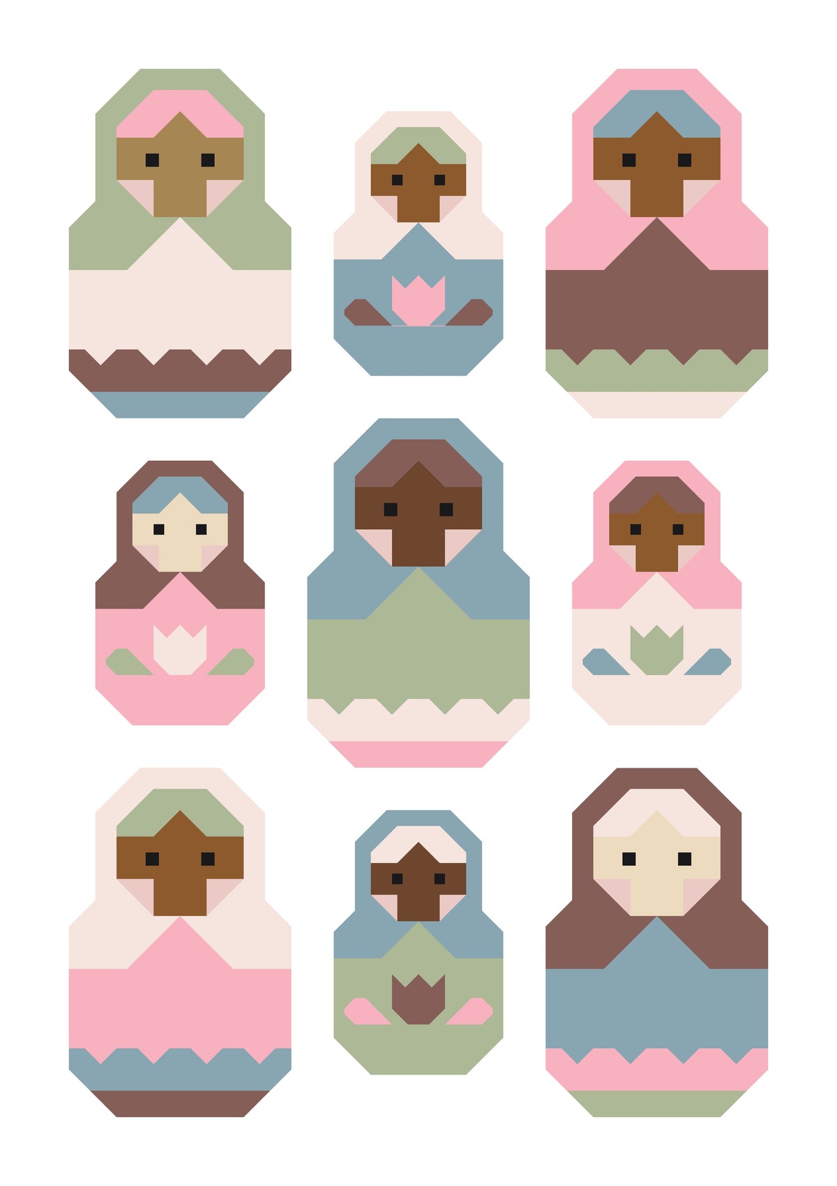 Nesting Dolls Quilt Kit | Pastel Edition | Pen + Paper Pattern Sold Separately
