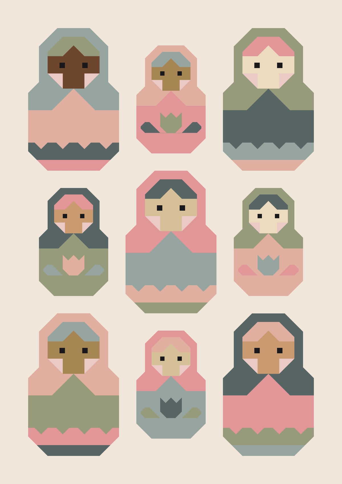 Nesting Dolls Quilt Kit | Vintage Rose Edition | Pen + Paper Pattern Sold Separately