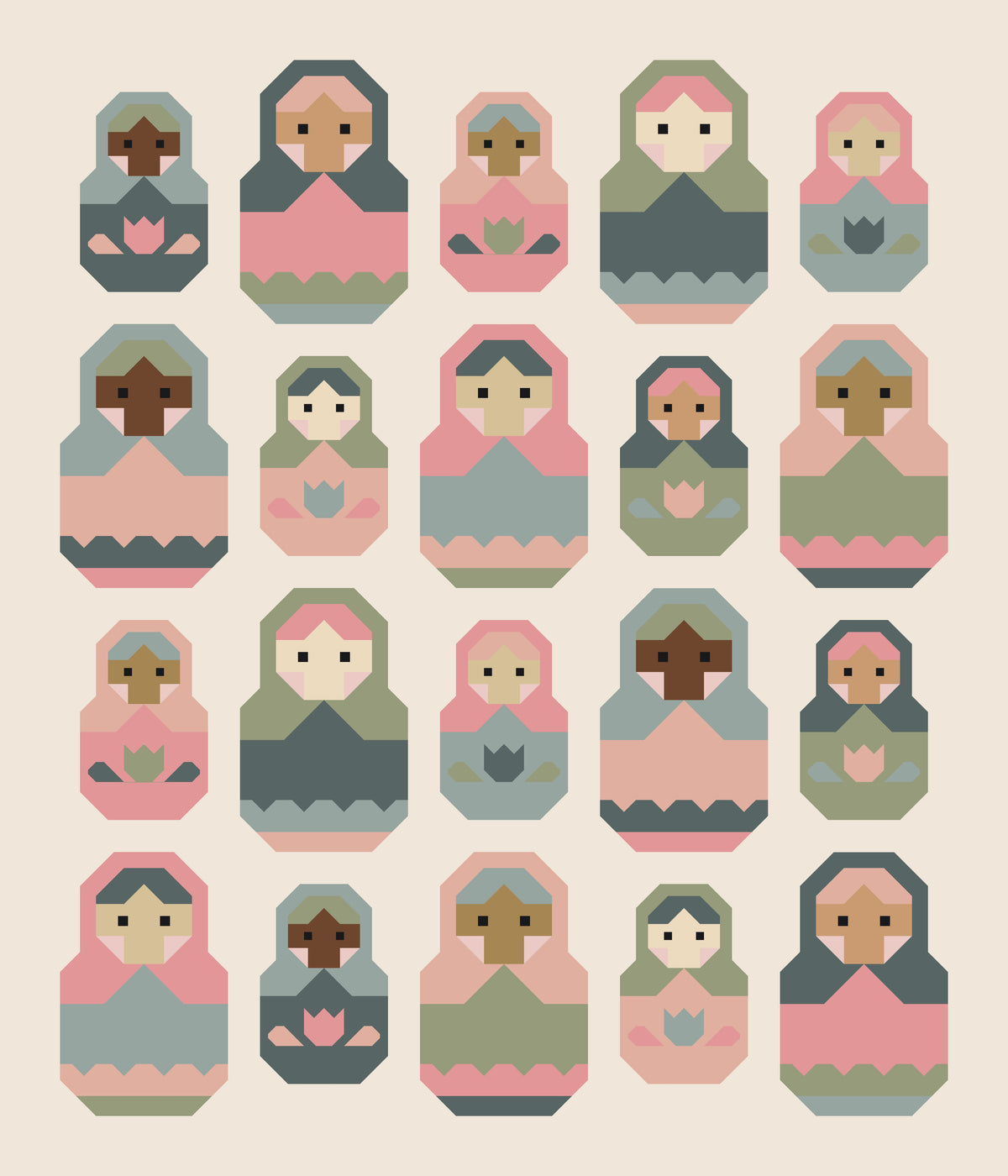 Nesting Dolls Quilt Kit | Vintage Rose Edition | Pen + Paper Pattern Sold Separately